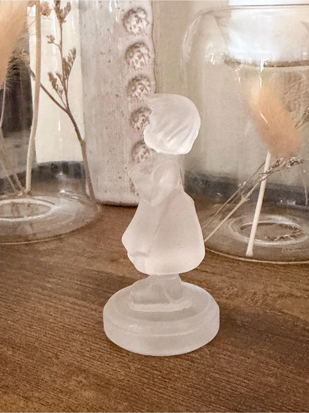 Frosted White Glass Figurine Geobel Crystal cake topper collectible